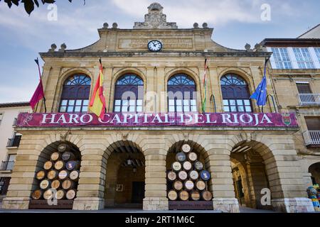 Weinfässer der großen Bodegas oder winehouse's von Haro, La Rioja, Spanien Stockfoto