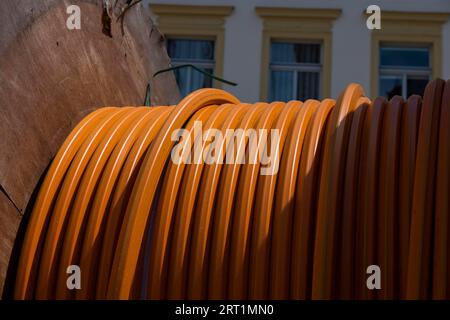 Glasfasertrommel auf dem Marktplatz in Oschatz Stockfoto