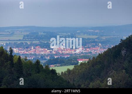 Blick auf Zittau von Oybin im Zittauer Gebirge Stockfoto