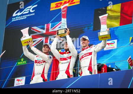 41 ANDRADE Rui (PRT), KUBICA Robert (pol), DELETRAZ Louis (Massachusetts), Team WRT, Oreca 07 - Gibson, Podium während der 6 Stunden Fuji 2023, 6. Runde der FIA-Langstrecken-Weltmeisterschaft 2023, vom 7. Bis 10. September 2023 auf dem Fuji Speedway in Oyama, Japan Stockfoto