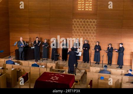 Zeremonie zum 20. Jahrestag der Weihe der Neuen Synagoge Dresden Synagogalchor Stockfoto