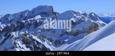 Bergketten aus Chaserrugg, Kanton St. Gallen Stockfoto
