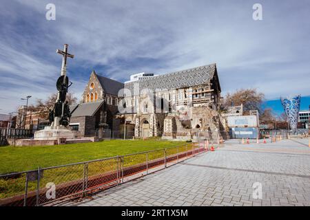 Die Christchurch-Kathedrale in Ruinen und verfällt nach dem Erdbeben von 2011 in Christchurch, Neuseeland Stockfoto