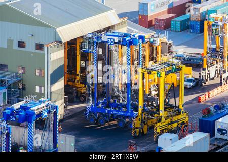 Lyttleton, Neuseeland, 18. September 2019: Der viel befahrene Schiffshafen für Christchurch in Lyttleton, Neuseeland Stockfoto