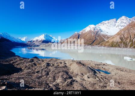 Der Tasman-Gletscher in der Nähe des Mt Cook in Neuseeland Stockfoto