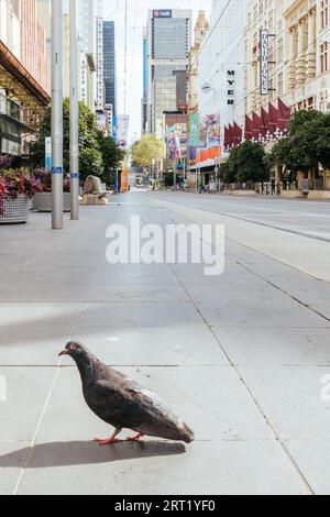 Melbourne, Australien, 19. September 2020: Die Bourke Street in Melbourne ist während der Coronavirus-Pandemie und der damit verbundenen Sperrung ruhig und leer Stockfoto