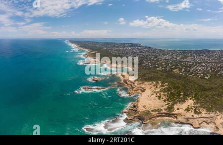 Eine Luftaufnahme der Mornington Peninsula in Richtung Point Nepean und Port Phillip Bay in Victoria, Australien Stockfoto