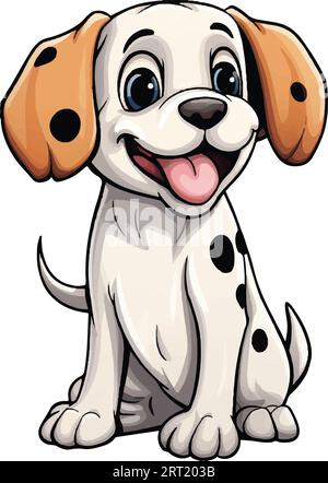 Happy Dog Sticker Cartoon-Design. Stock Vektor