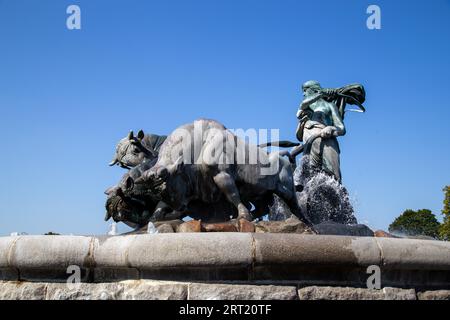 Kopenhagen, Dänemark, 26. August 2019: Der Gefion-Brunnen, der 1908 vom dänischen Künstler anders Bundgaard fertiggestellt wurde Stockfoto