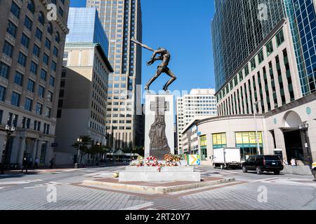 Jersey City, USA, 19. September 2019: Das Katyn Memorial, das den Opfern des Massakers von Katyn im Jahr 1940 gewidmet ist. Erstellt von Stockfoto