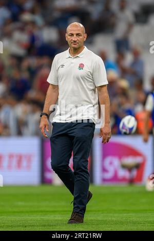 England-Cheftrainer Steve Borthwick während des Rugby-World-Cup-Spiels 2023 zwischen England und Argentinien im Stade Velodrome, Marseille, Frankreich am 9. September 2023. Foto Malcolm Mackenzie/ProSportsImages/DPPI Stockfoto