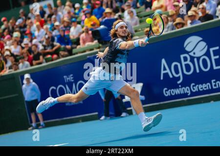 MELBOURNE, AUSTRALIEN, 16. JANUAR 2020: Stefanos Tsitsipas (GRE) trifft Matteo Berrettini (ITA) beim AgBioEn Kooyong Classic am 3. Tag Stockfoto