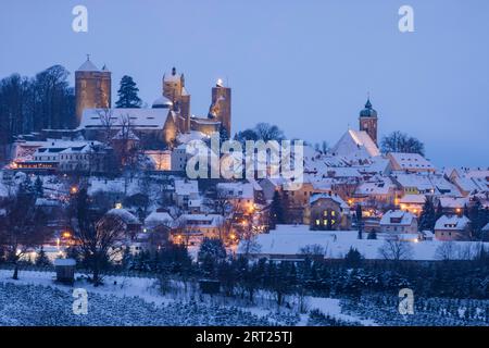 Schloss Stolpen im Bezirk Sächsische Schweiz, im Winter Stockfoto