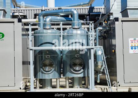 Das 2017 erbaute Gärwerk der MVV Dresden GmbH. Jährlich werden hier 25 000 Tonnen Bioabfall aus Dresden aufbereitet und in Biogas umgewandelt Stockfoto