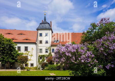 Schloss Nossen - Renaissanceschloss im Tal der Freiberg Mulde. Teile des Schlosses wurden auch als Museum und als Wohngebäude genutzt Stockfoto