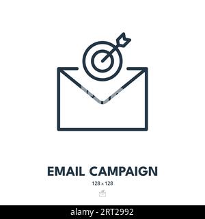 Symbol "E-Mail-Kampagne". Newsletter, Kontakt, Werbeaktion. Bearbeitbare Kontur. Symbol „Einfacher Vektor“ Stock Vektor