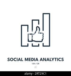 Symbol Für Social Media Analytics. SMM, Analyse, Diagramm. Bearbeitbare Kontur. Symbol „Einfacher Vektor“ Stock Vektor