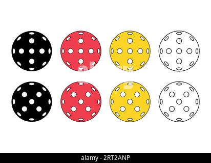 Set von Pickleball Racket Sport, Indoor Ball Paddle Symbol, Web Flat Symbol Vektor . Stock Vektor