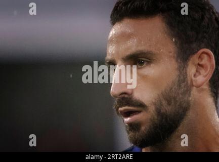 WASHINGTON, DC, USA - 09. SEPTEMBER 2023: D.C. United-Verteidiger Steve Birnbaum (15) vor einem MLS-Spiel zwischen DC United und San Jose Earthquakes am 09. September 2023 im Audi Field in Washington, DC. (Foto: Tony Quinn-Alamy Live News) Stockfoto