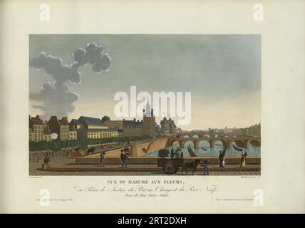 Vue du march&#xe9; aux Fleurs, du Palais de Justice, du Pont-au-Change et du Pont-Neuf..., 1817-1824. Private Sammlung. Stockfoto