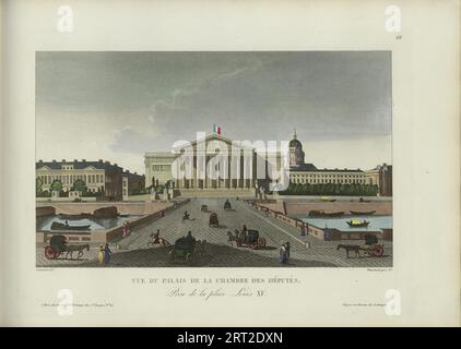 Vue du Palais de la Chambre des D&#xe9;put&#xe9;s, Prise de la Place Louis XV, 1817-1824. Private Sammlung. Stockfoto