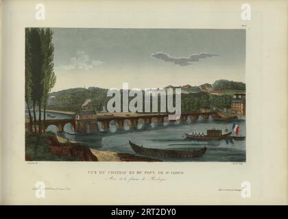 Vue du ch&#xe2;teau et du pont de Saint-Cloud, Prise de la plaine de Boulogne, 1817-1824. Private Sammlung. Stockfoto