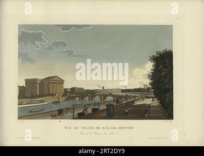 Vue du Palais de M. M. les d&#xe9;put&#xe9;s, Prise de la Terrasse des Tuileries, 1817-1824. Private Sammlung. Stockfoto