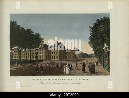 Vue du palais du Luxembourg du c&#xf4;t&#xe9; du jardin, Prise de la Terrasse du Petit-Luxembourg, 1817-1824. Private Sammlung. Stockfoto