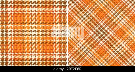Hintergrund aus kariertem Textil mit kariertem Muster und nahtloser Textur mit Vektormuster in halloween-Farben. Stock Vektor