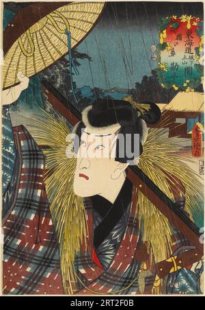 Inohana, zwischen Sakanoshita und Tsuchiyama: Ichikawa Danjuro VIII als Kanbei, aus dem..., 1852. Private Sammlung. Stockfoto