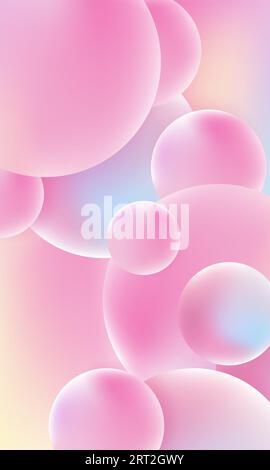 Abstrakter Hintergrund. Flüssiges Kreise-Hologramm auf farbigem Hintergrund. 3D-Kugel in hellrosa Farbe. Vektorabbildung Stock Vektor