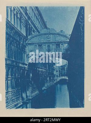 Cyanotype Print, Venice View Canal 1900, 1900er Jahre Stockfoto