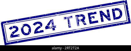 Grunge Blue 2024 Trendwort quadratischer Gummisiegelstempel auf weißem Hintergrund Stock Vektor