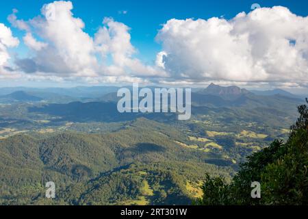 Panorama vom besten Aussichtspunkt in Springbrook National Park im Hinterland der Gold Coast, Queensland, Australien Stockfoto