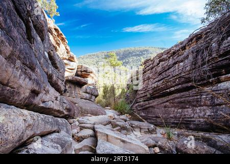 Die berühmten grampians Grand Canyon. Auf der Wonderland Wanderung zu den Pinnacle Lookout in der Nähe von Halls Gap in Victoria, Australien zugänglich Stockfoto