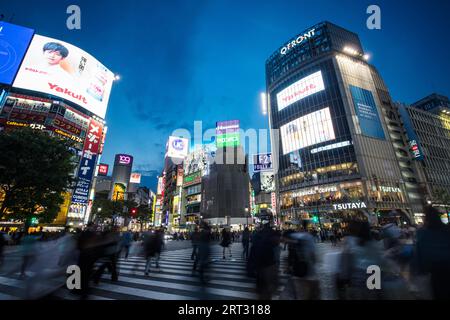 TOKIO, JAPAN, 11. MAI 2019, Shibuya Crossing ist eine der meistgenutzten Fußgängerübergänge der Welt im Zentrum von Tokio, Japan Stockfoto