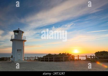 Kap Liptrap Leuchtturm bei Sonnenuntergang auf dem Bass Küste in der Nähe von Walkerville in Victoria, Australien Stockfoto