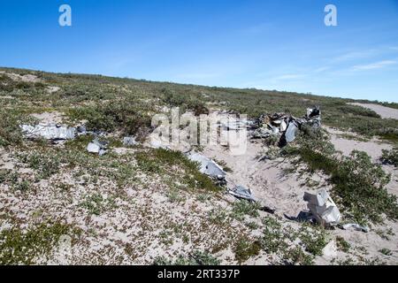 Kangerlussuaq, Grönland, 13. Juli 2018: Wrack eines amerikanischen Kampfflugzeugs, das 1968 abstürzte Stockfoto