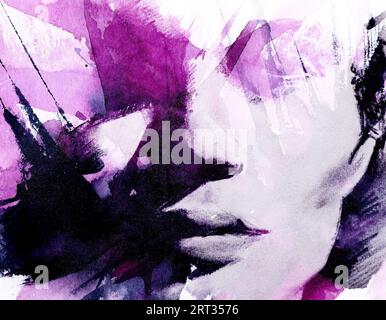 Ein abstraktes, farbenfrohes Paintographie-Porträt-Nahaufnahme Stockfoto