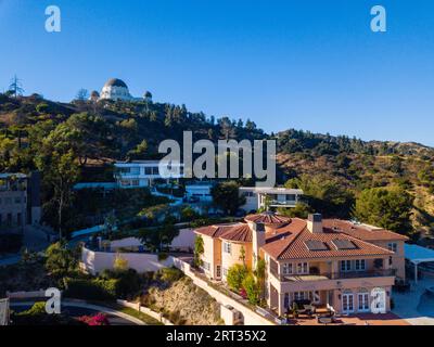 Luftaufnahmen des Griffith Park Observatory im Griffith Park, Los Angeles, Kalifornien. Stockfoto