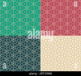 Geometrisches, nahtloses Muster aus Mandala-Ornamenten. Dekorative Blumenform, Umrissgitter. Transparenter Hintergrund. Karamellgelbe Farbverlaufsfarbe Stock Vektor