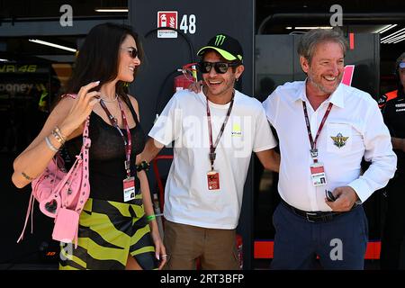 Valentino Rossi vr46 Francesca Sofia Novello und Präsident fmi Giovanni Copioli während Gran Premio Red Bull di San Marino e della Riviera di Rimini - Race and Press Conference, MotoGP World Championship in Misano Adriatico (RN), Italien, 10. September 2023 Stockfoto