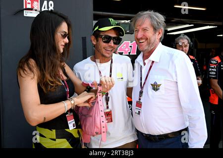 Valentino Rossi vr46 Francesca Sofia Novello und Präsident fmi Giovanni Copioli während Gran Premio Red Bull di San Marino e della Riviera di Rimini - Race and Press Conference, MotoGP World Championship in Misano Adriatico (RN), Italien, 10. September 2023 Stockfoto