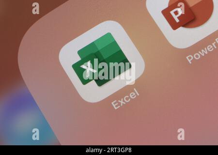 Ostersund, Schweden - Mars 21 2023 Microsoft Excel App-Symbol auf einem ipad. Microsoft Excel ist eine von Microsoft entwickelte Tabelle. Stockfoto