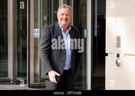 Der Sender Piers Morgan verlässt BBC, nachdem er am Sonntag in der Politikshow mit Laura Kuenssberg aufgetreten ist. Bild aufgenommen am 3. September 2023. © Belinda Jiao Stockfoto