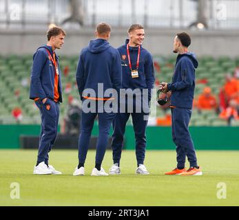 Aviva Stadium, Dublin, Irland. September 2023. International Football Group B Euro 2024 Qualifier, Republik Irland gegen Niederlande; niederländische Spieler vor dem warm Up im Aviva Stadium Credit: Action Plus Sports/Alamy Live News Stockfoto