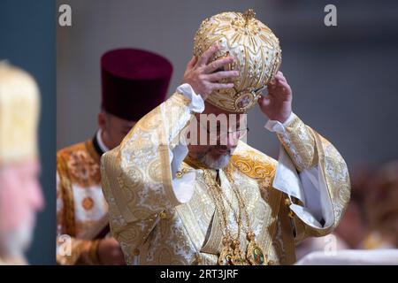 Vatikan, Vatikan. September 2023. Italien, Rom, Vatikan, 10.9.2023.seine Seligkeit Sviatoslav Schewtschuk, Großerzbischof von Kiew-Halyć feiert die Messe anlässlich der Synode der Ukrainisch-griechisch-katholischen Kirche im Petersdom im Vatikan. Foto von ALESSIA GIULIANI /Catholic Press Photo Credit: Independent Photo Agency/Alamy Live News Stockfoto