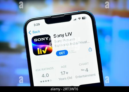 New Delhi, Indien 10. September 2023:- Sony LIV App auf Smartphone verwendet, um Show und Filme online anzusehen Stockfoto