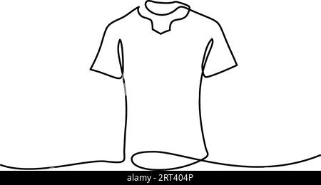 T-Shirt-Skizze. Durchgehende einzeilige Zeichnung. Vektor-Illustration umreißt Kunst Stock Vektor