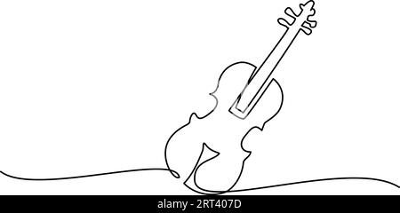 Geigenmusikinstrument. Durchgehende einzeilige Zeichnung. Vektor-Illustration umreißt Kunst Stock Vektor